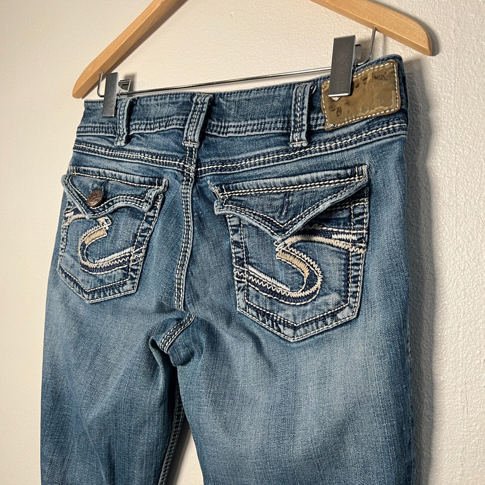 Silver Jeans Co Womens 3030 Suki Surplus Flare Embroidered Y2k Stretch Denim